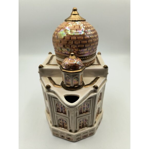 Vintage Fitz and Floyd Taj Mahal Ceramic Teapot With Golden Lid and Handles - Picture 4 of 7